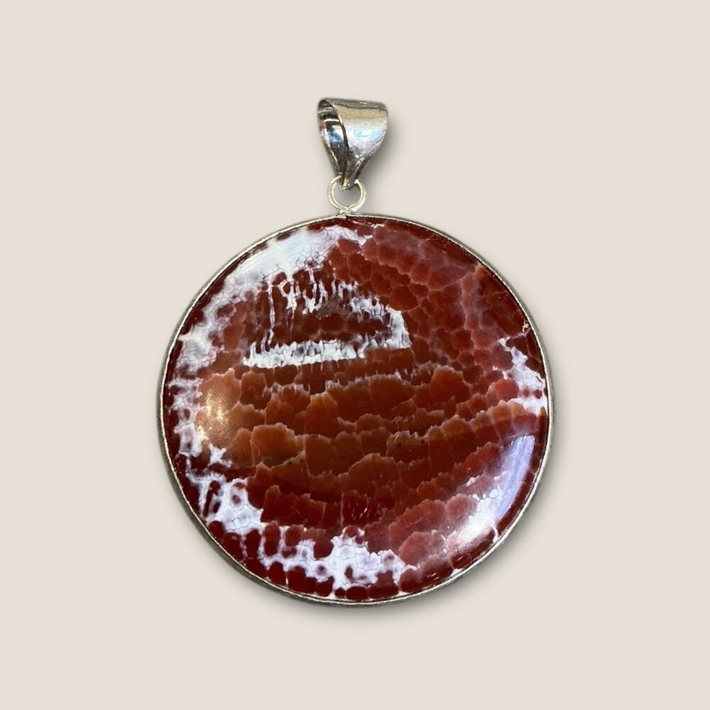 Round Red Laced Jasper Pendant